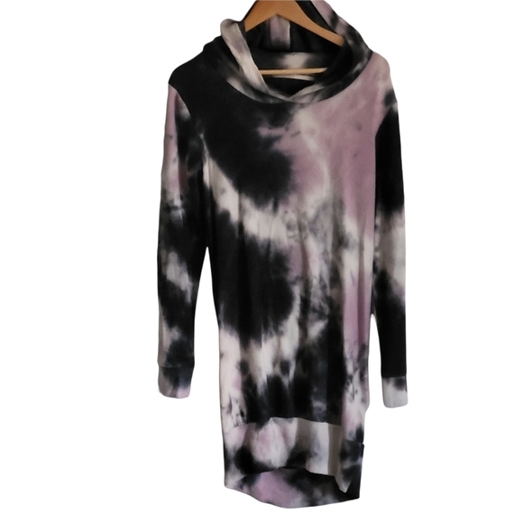 Boutique Tie Dye Hoodie Long Sleeve Sweatshirt Burgundy Red Multicolor - Picture 9 of 11